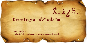Kroninger Ádám névjegykártya